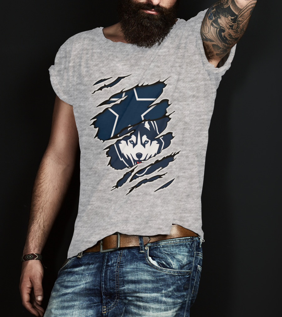 Cowboys Huskies Scratch Star Iconic T-Shirt