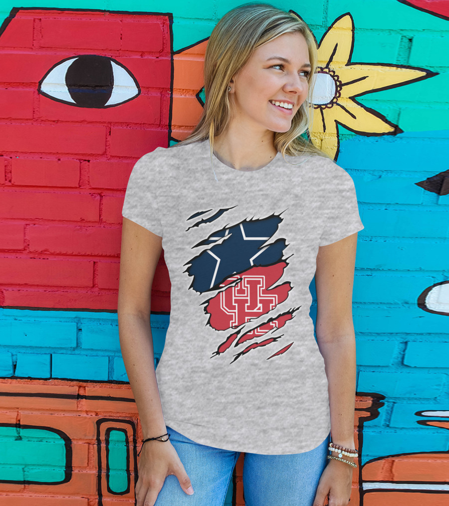 Texas Star Houston Cougars Cowboys Fan Gear T-Shirt