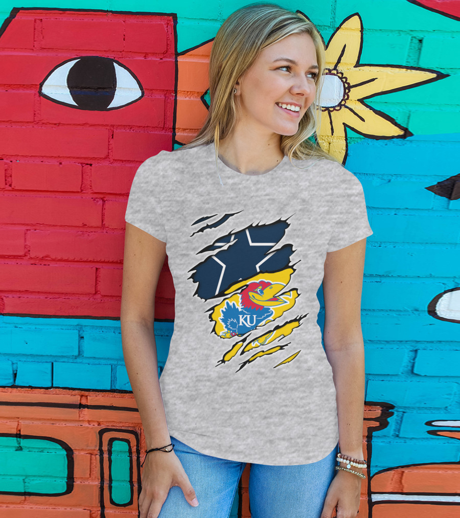 Dallas Cowboys Kansas Jayhawks Unique Blend T-Shirt