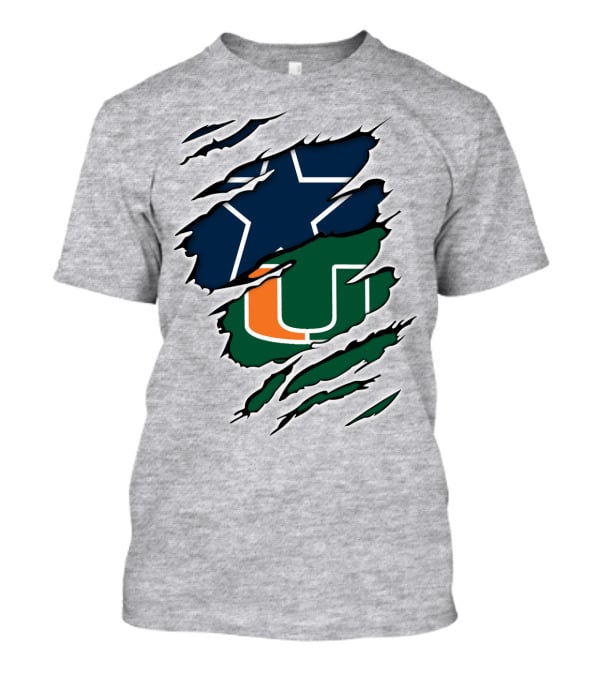 Dallas Cowboys Miami Hurricanes Logo Mashup T-Shirt