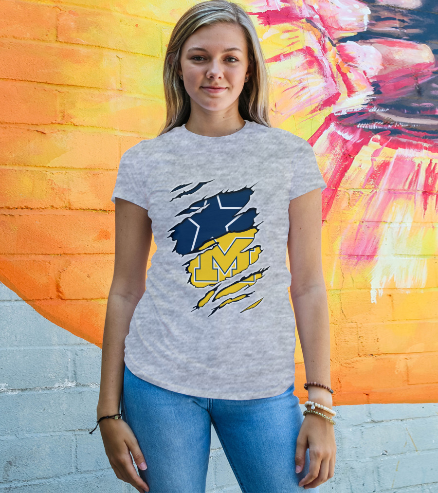 Cowboys Michigan Wolverines Star Logo Fusion T-Shirt