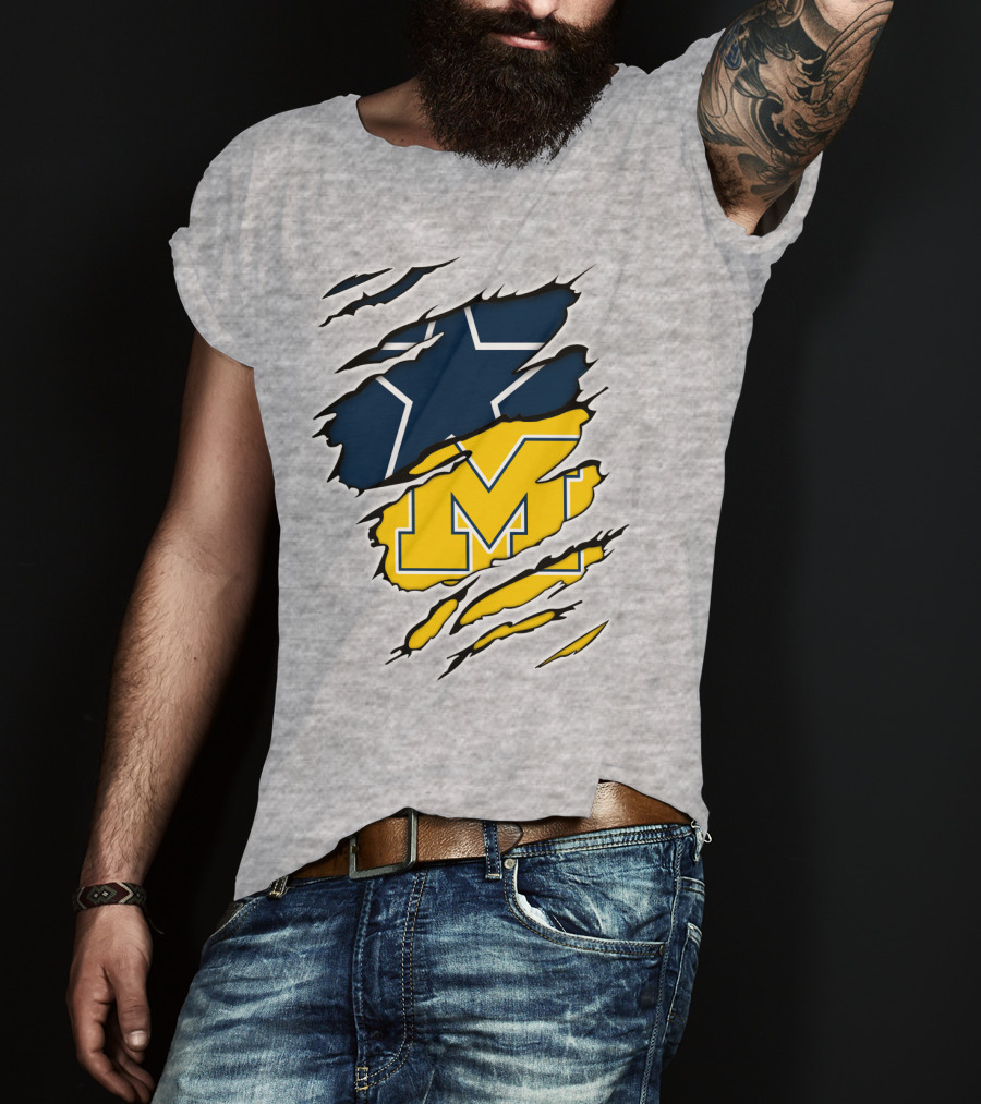 Cowboys Michigan Wolverines Star Logo Fusion T-Shirt