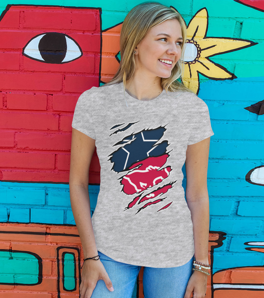 Texas Flag Ripped With SMU Mustangs T-Shirt