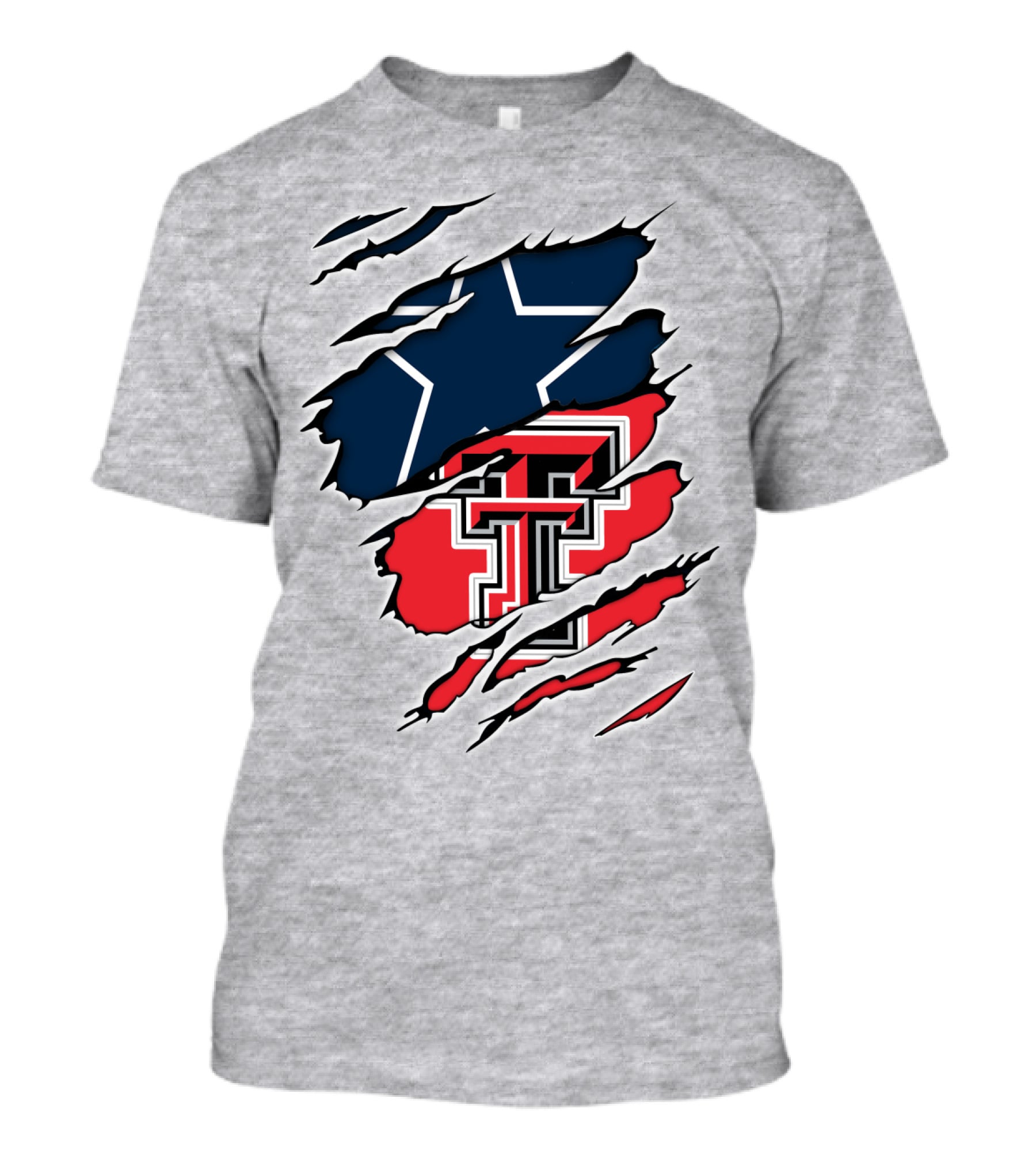 Texas Tech Cowboys Star And Double T Logo Rip T-Shirt