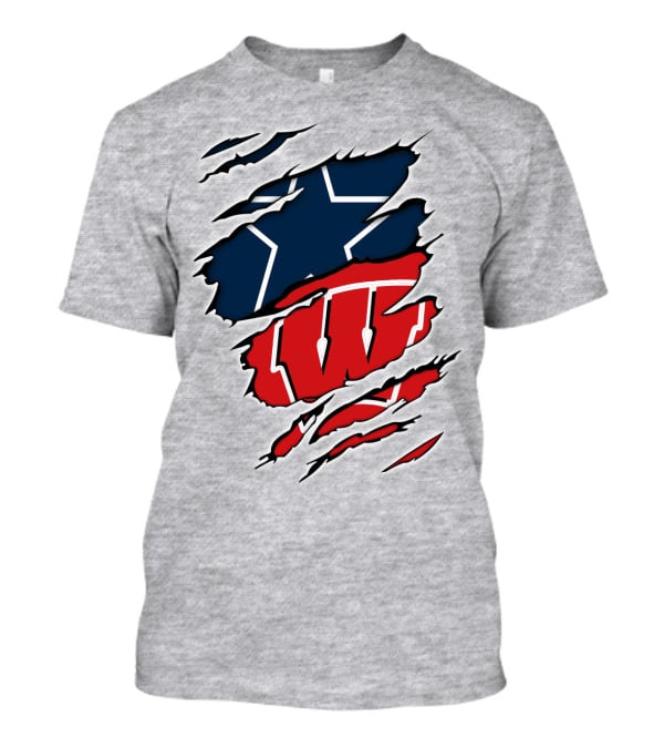 Dallas Cowboys Wisconsin Badgers Ripped Logo Fusion T-Shirt