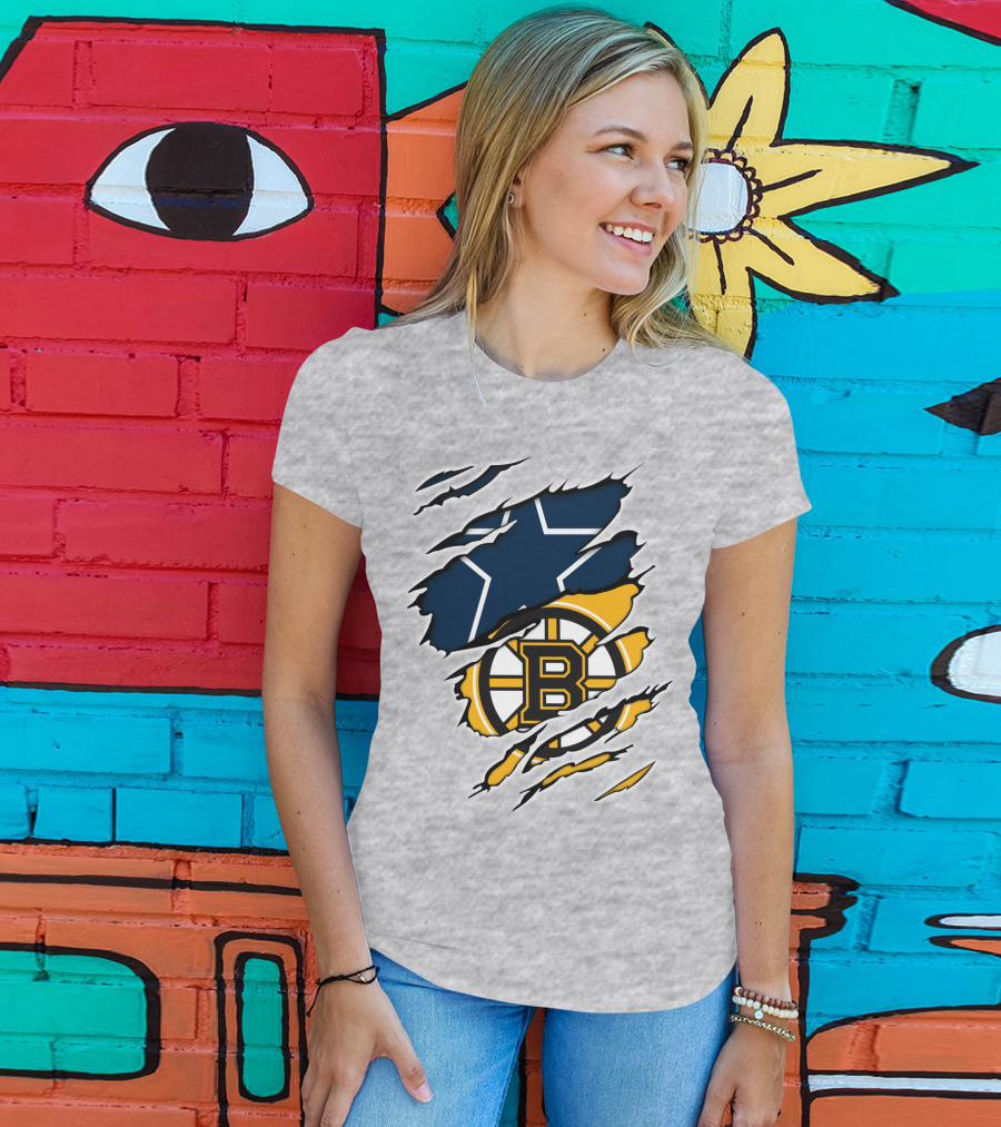 Dallas Cowboys Boston Bruins Fan Crossover T-Shirt