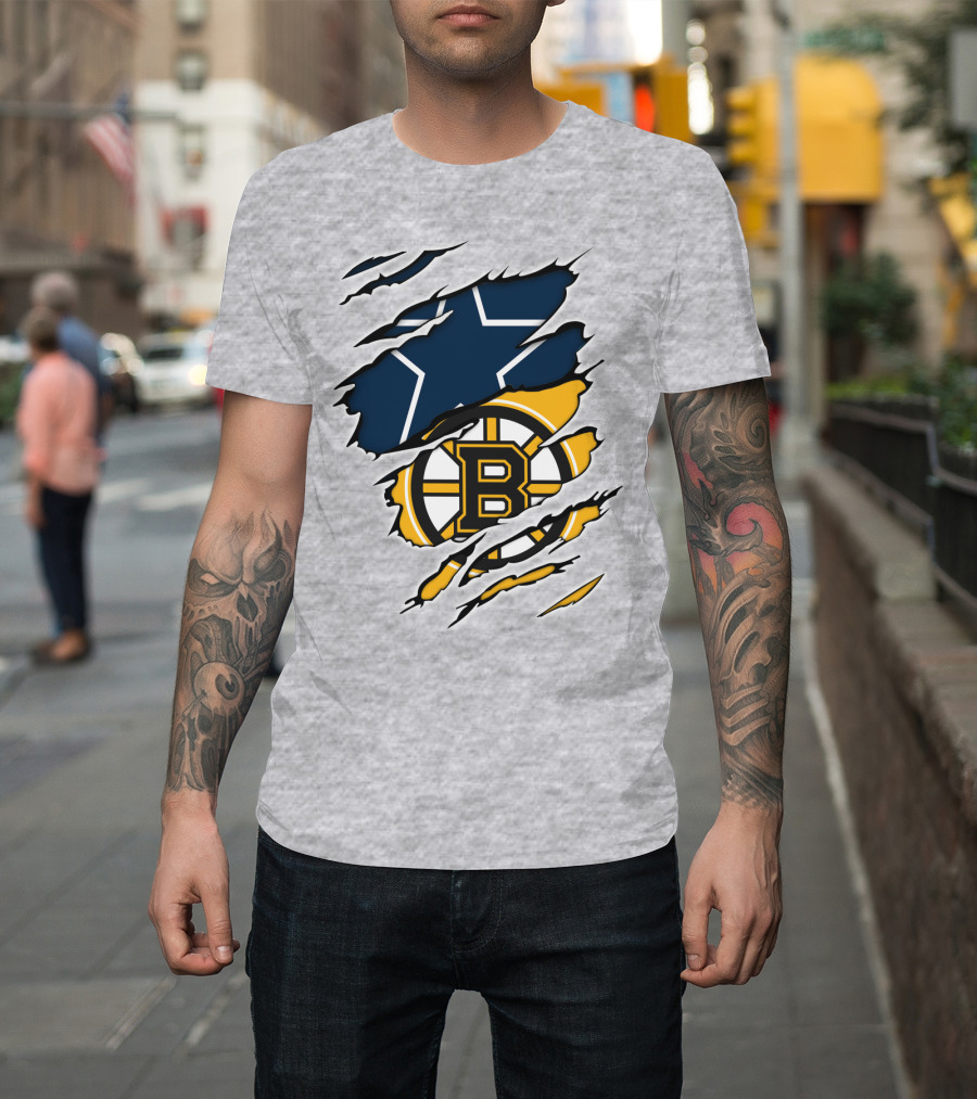 Dallas Cowboys Boston Bruins Fan Crossover T-Shirt