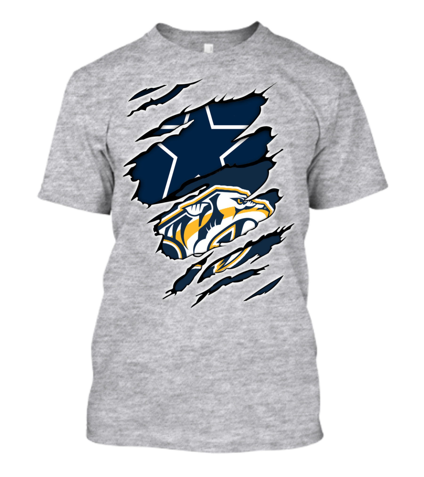 Cowboys Predators Dual Logo Ripped T-Shirt
