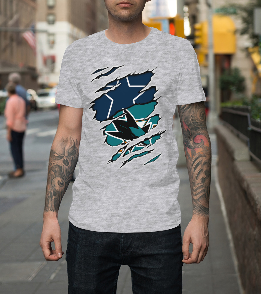 Dallas Cowboys San Jose Sharks Fan Crossover T-Shirt