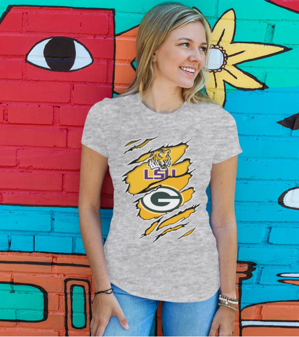 LSU Tigers Green Bay Packers Claw Marks T-Shirt