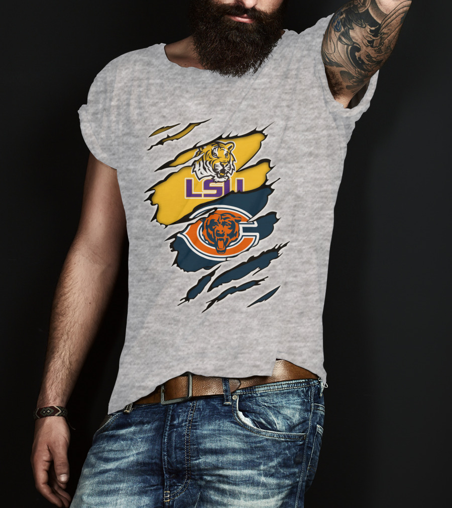 LSU Tigers Chicago Bears Claw Marks T-Shirt