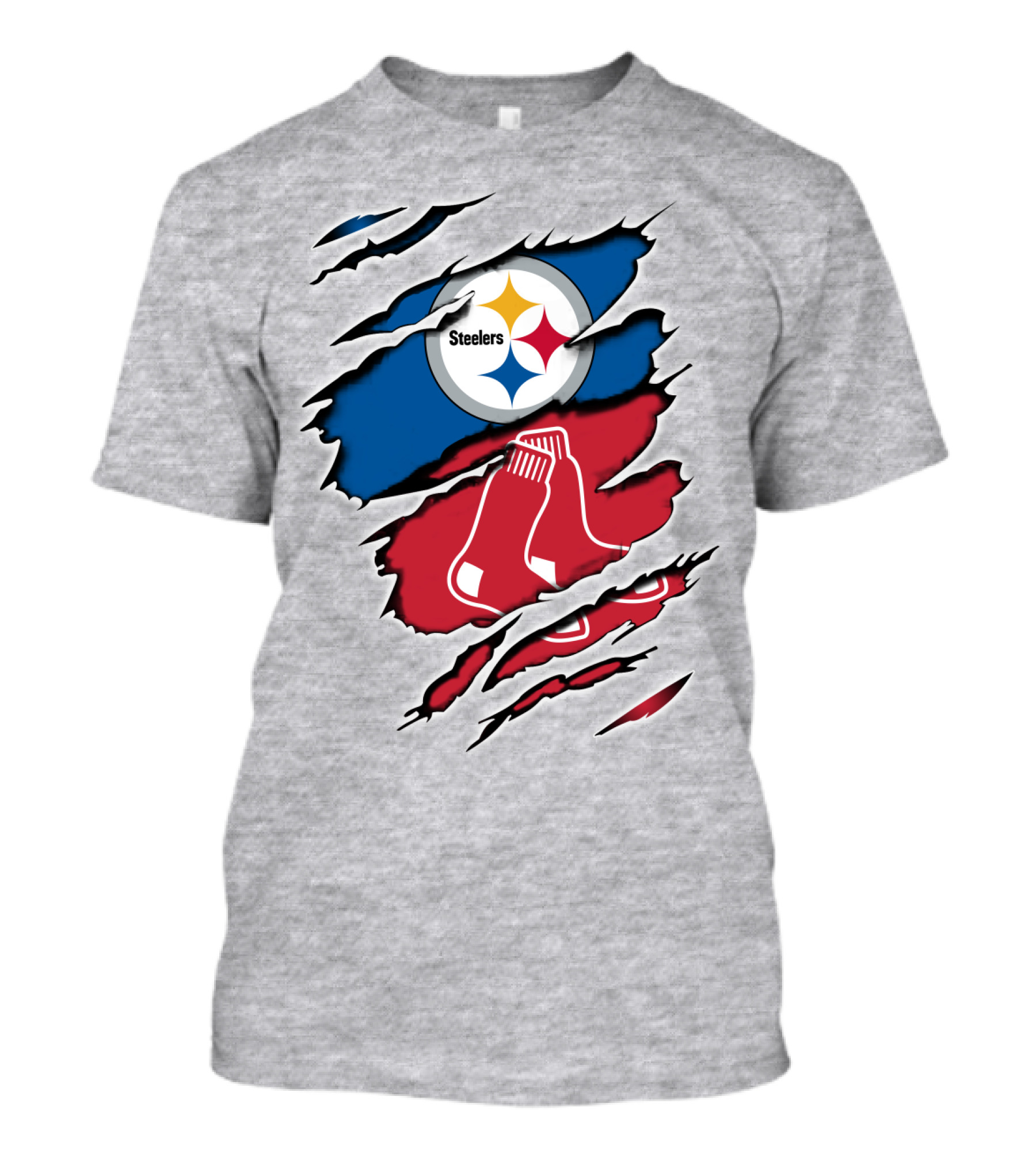 Steelers Redsox Logo Fusion Rip T-Shirt