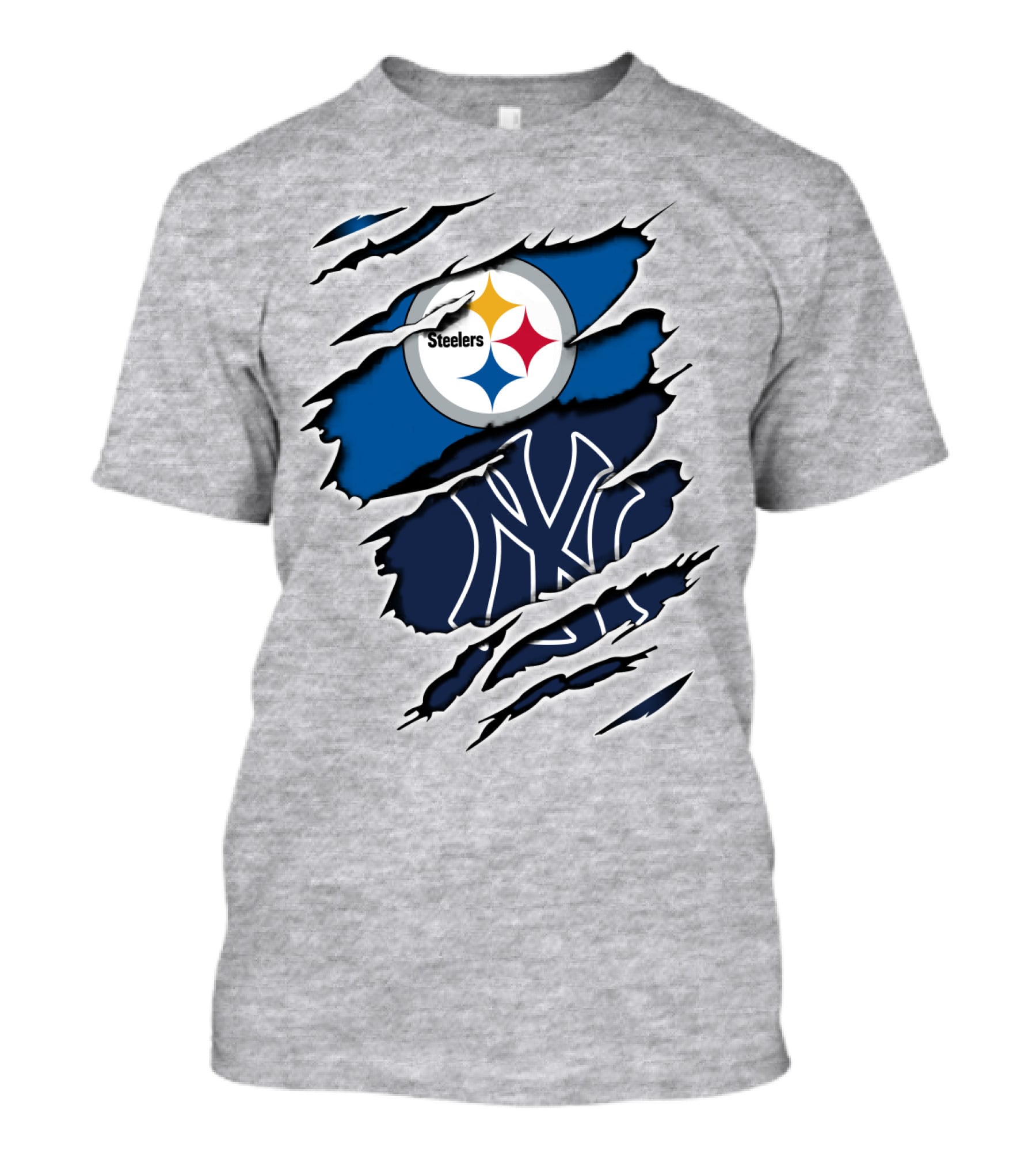 Steelers Yankees Logo Fusion Ripped Effect T-Shirt