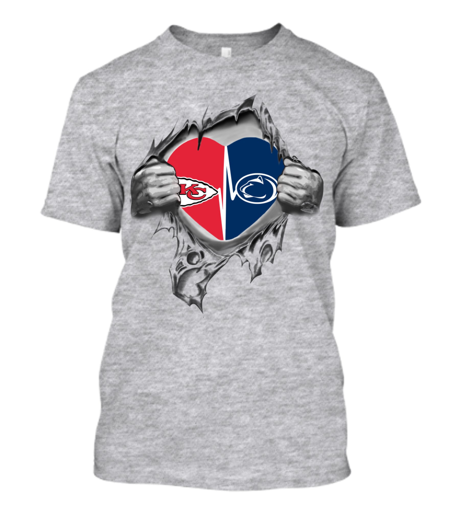 Kansas City Chiefs Penn State Heart Torn T-Shirt
