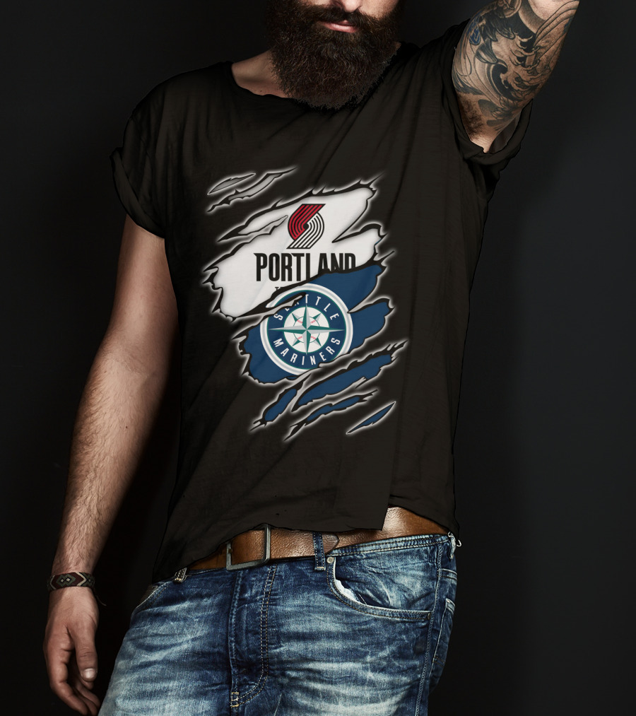Portland Blazers Seattle Mariners Fan Collaboration T-Shirt