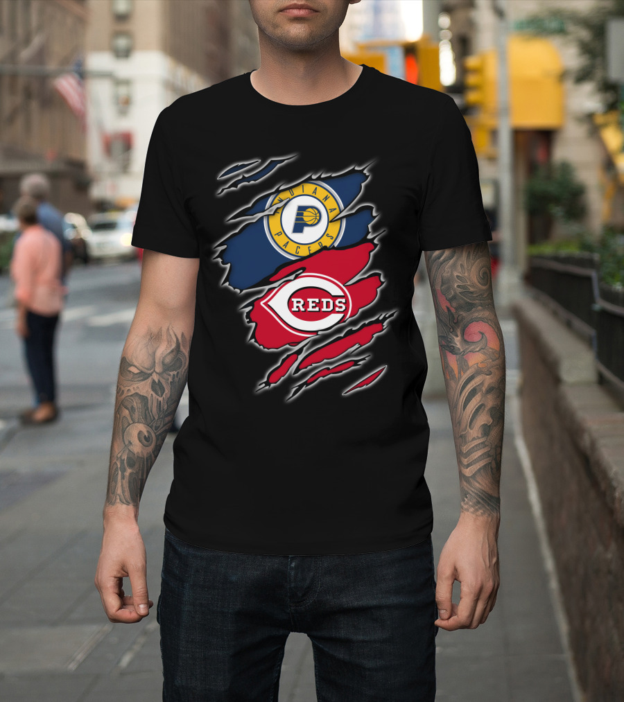 Indiana Pacers Cincinnati Reds Logo Mashup T-Shirt