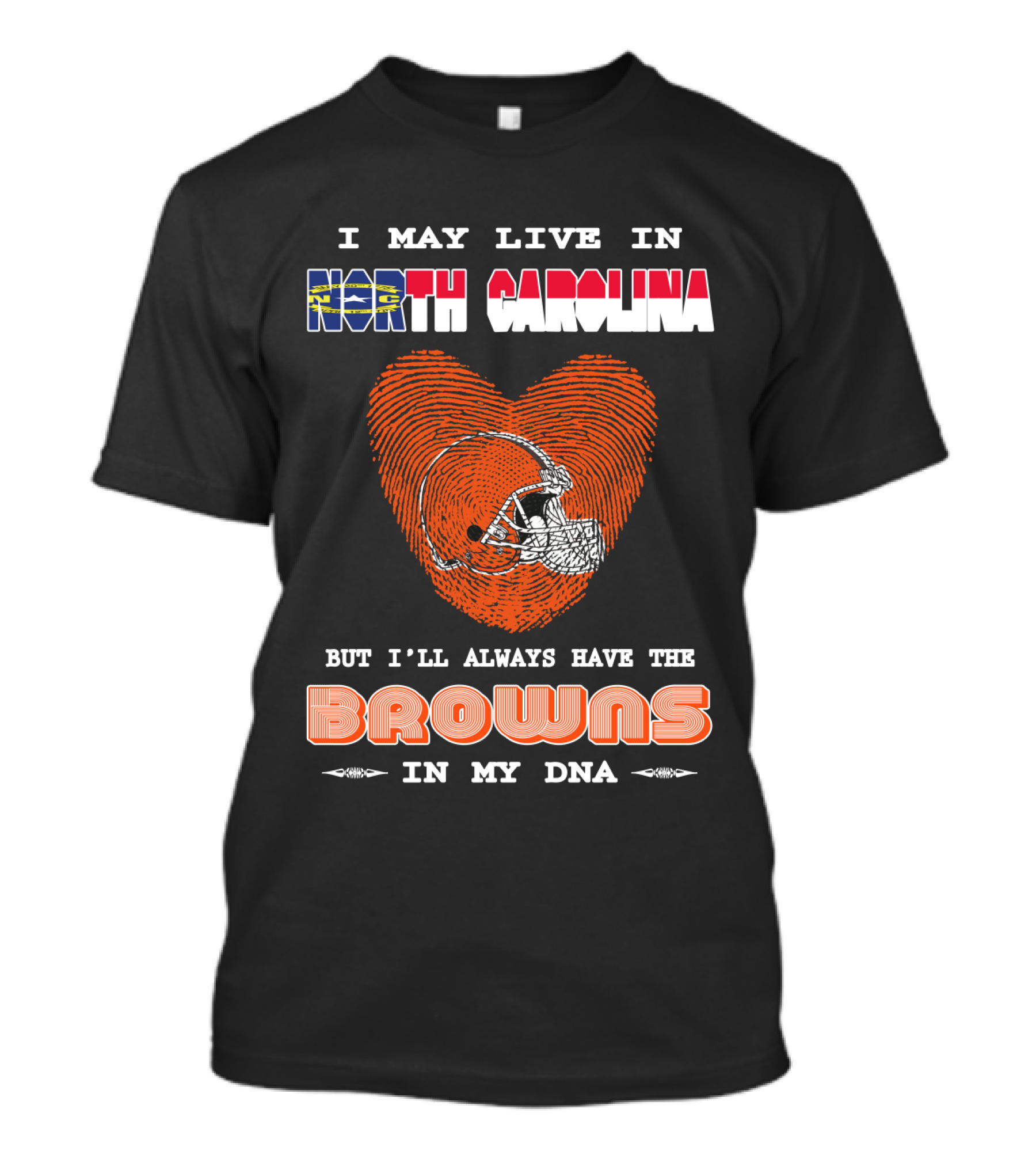 North Carolina Browns Fan Heart Fingerprint Logo Always In My Dna T-Shirt