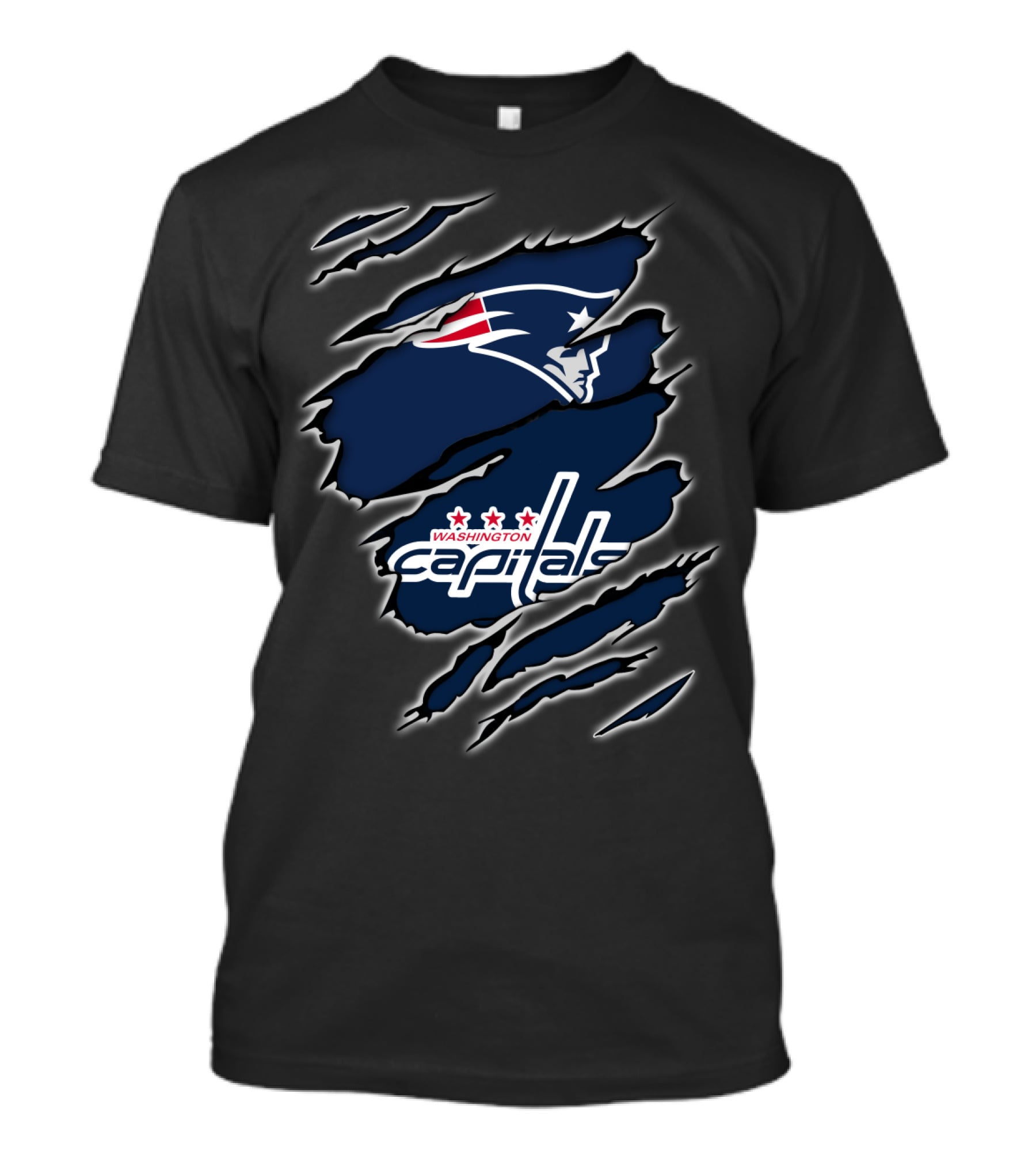 New England Patriots Washington Capitals Logo Collaboration T-Shirt