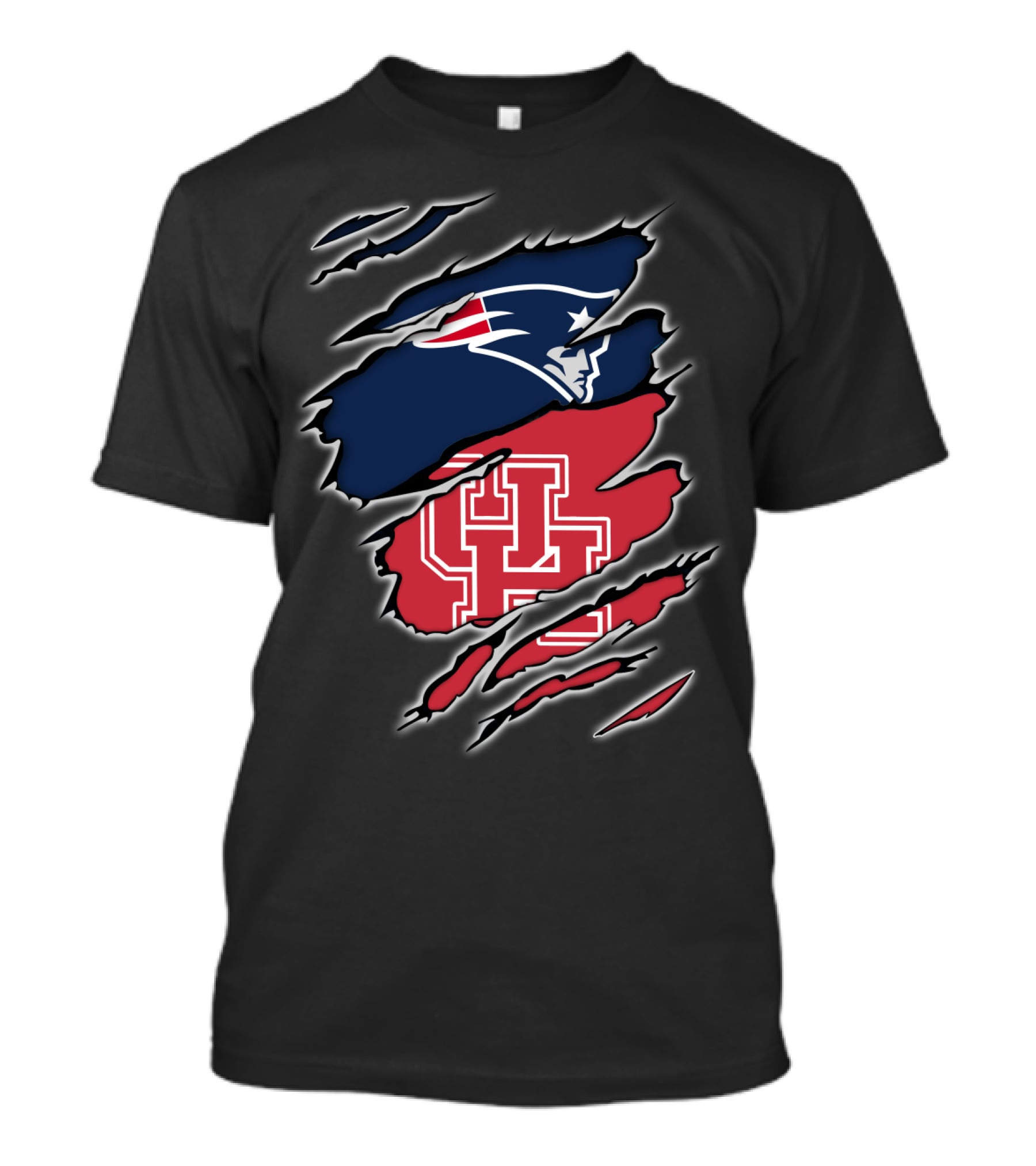 Patriots And Houston Cougars Logo Fusion T-Shirt