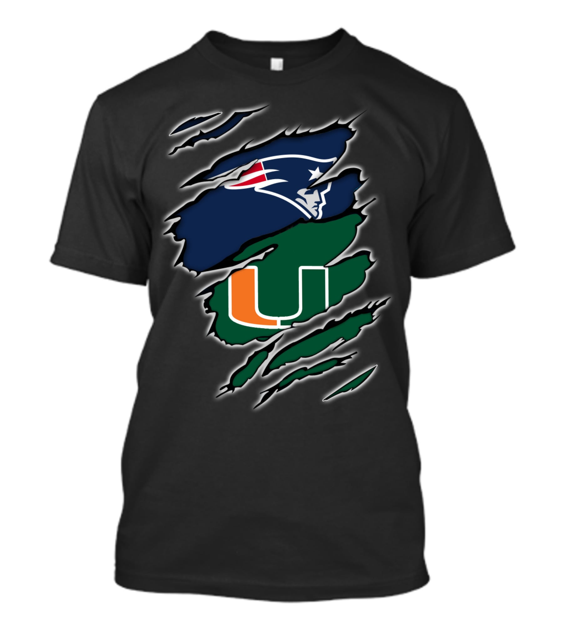 New England Patriots Miami Hurricanes Claw Marks T-Shirt
