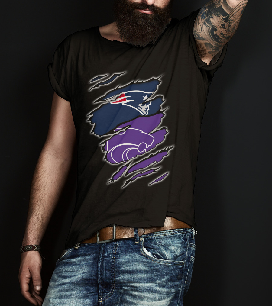 Patriots New England Kansas State Wildcats Collaboration T-Shirt