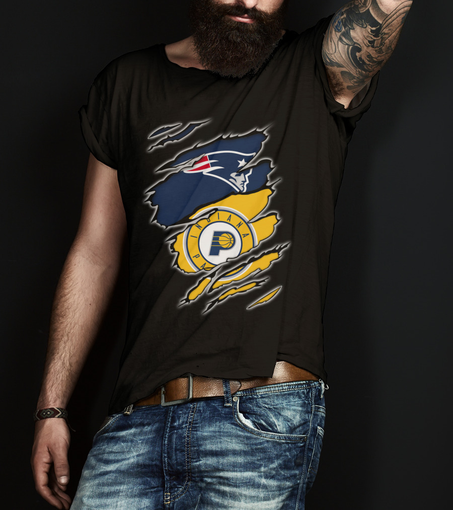 New England Patriots And Indiana Pacers Logos Combined T-Shirt