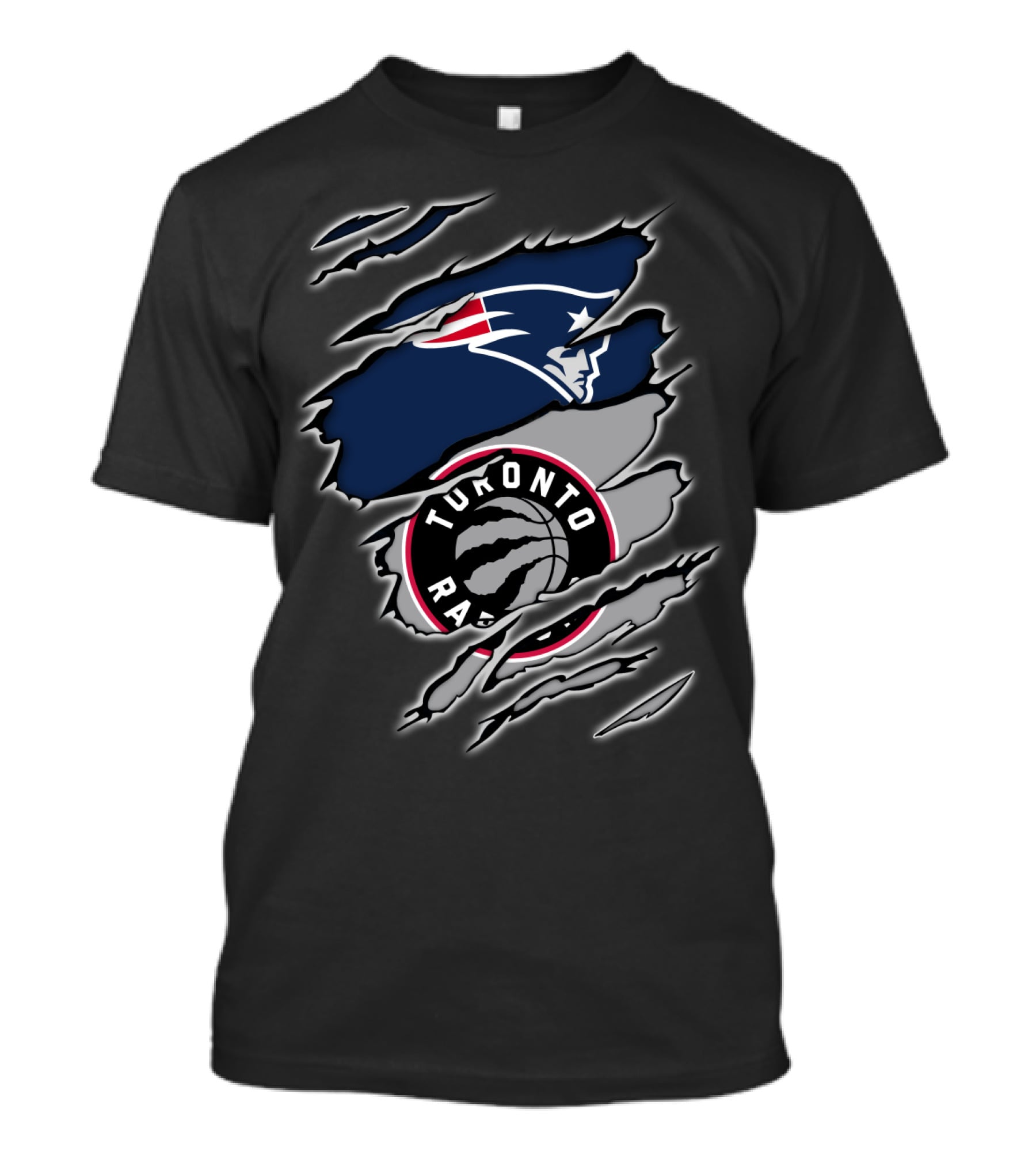 Patriots Face And Toronto Raptors Claw Marks T-Shirt