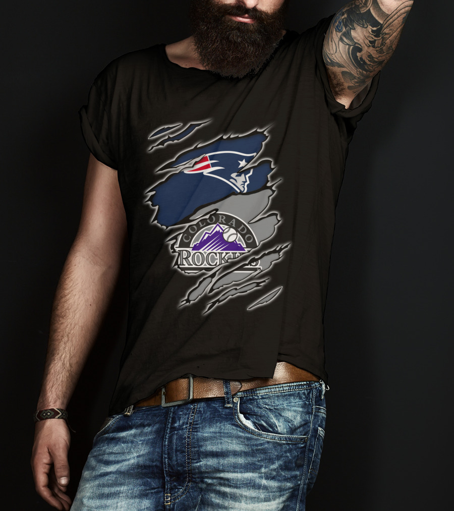 Patriots And Colorado Rockies Logo Mashup T-Shirt