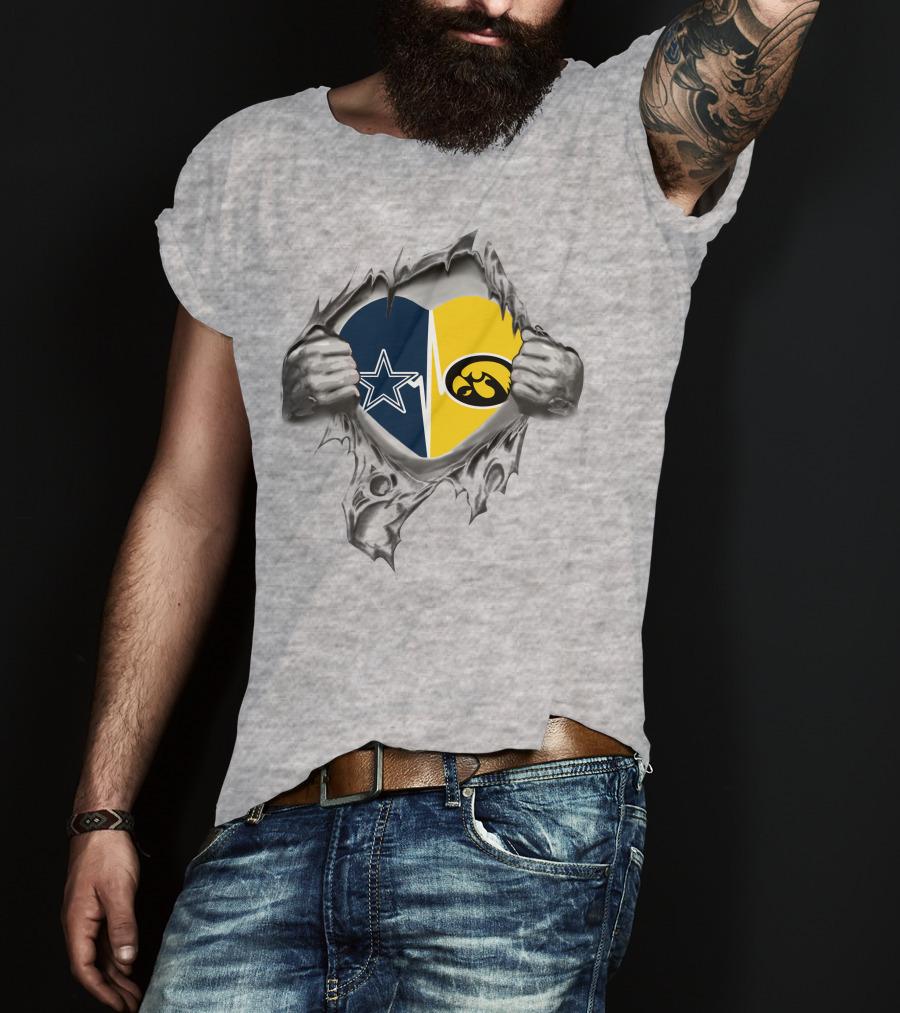 Dallas Cowboys Iowa Hawkeyes Heart T-Shirt