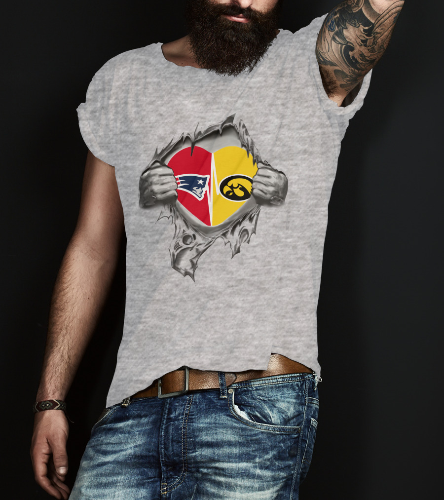 New England Patriots Iowa Hawkeyes Heart T-Shirt