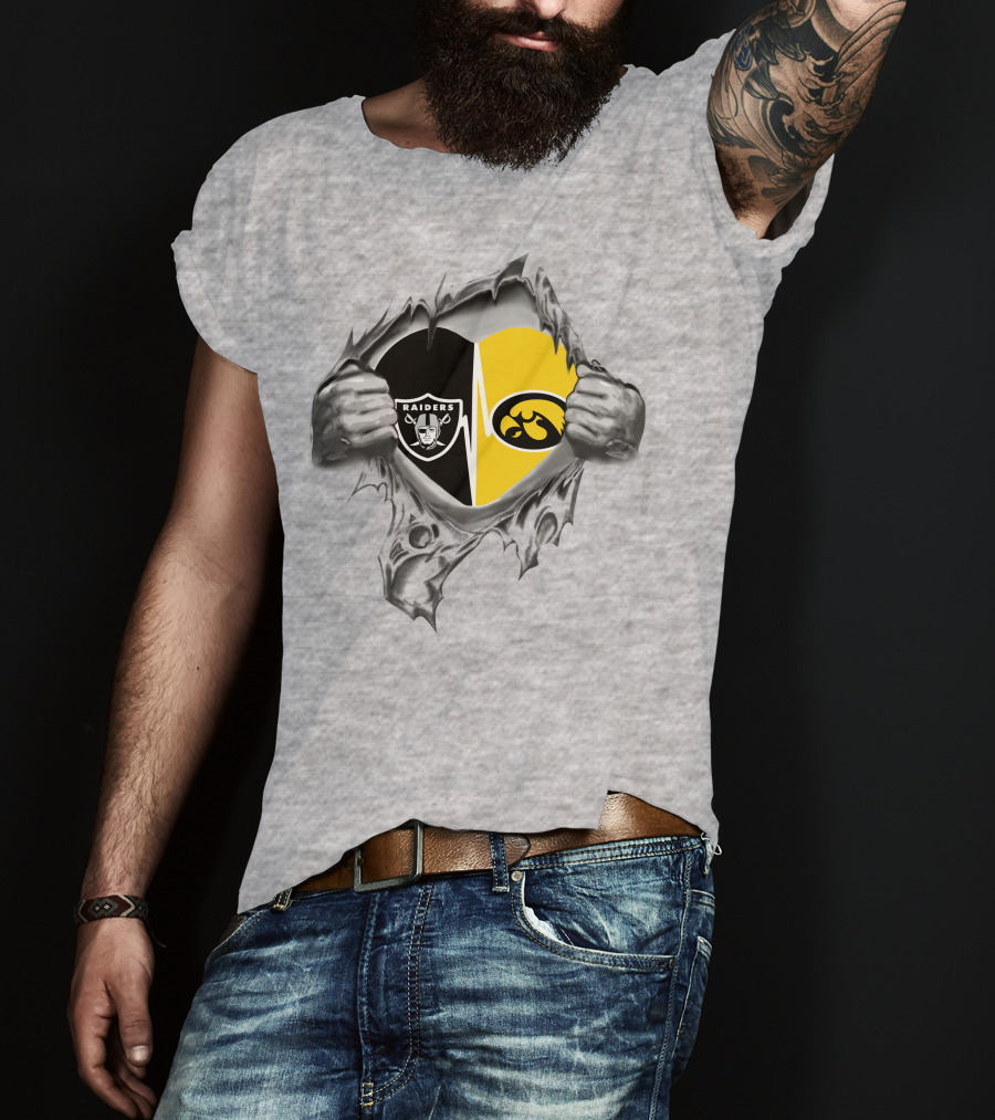 Hawkeyes Raiders Heartbeat Torn T-Shirt