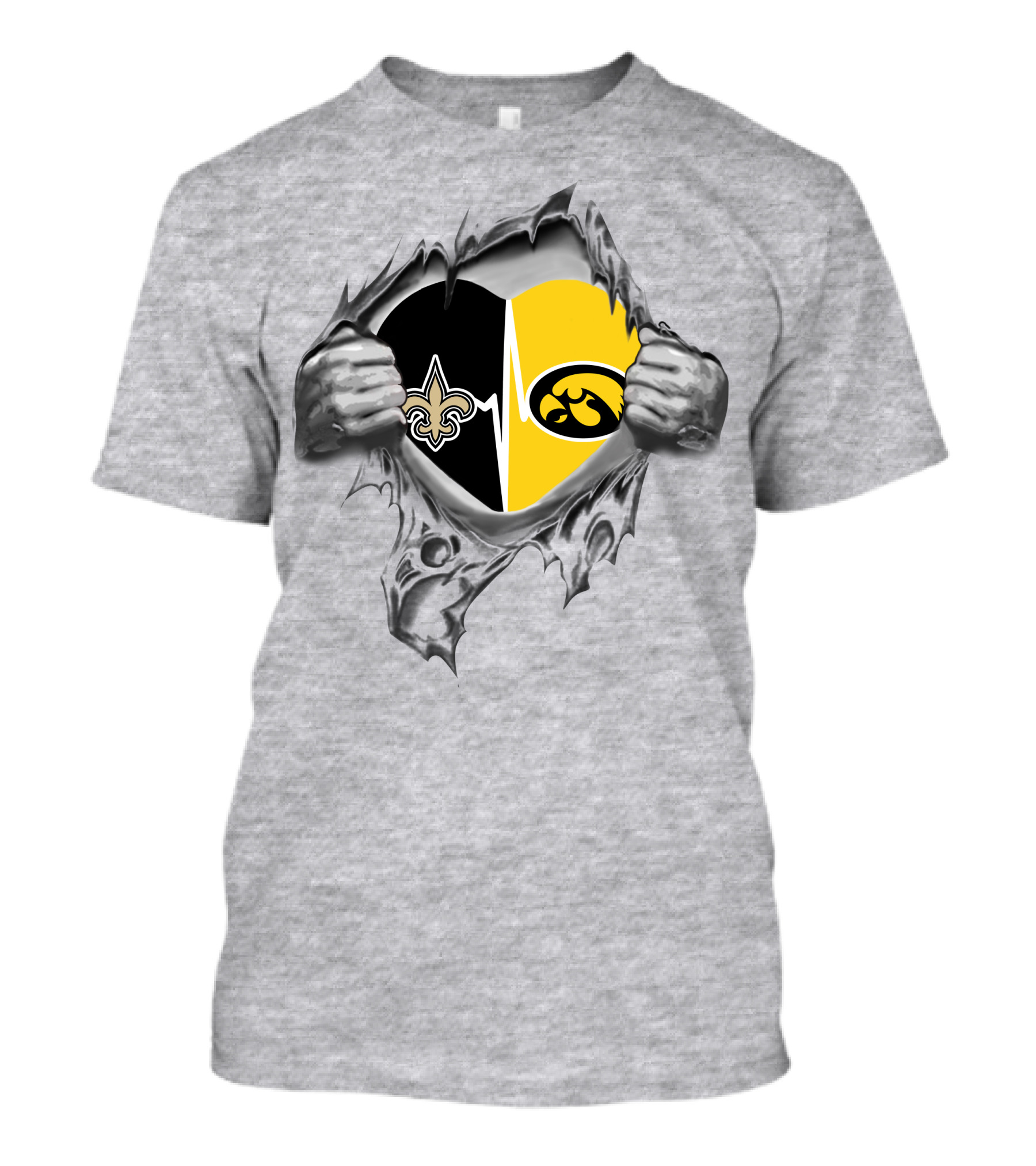 New Orleans Saints Iowa Hawkeyes Heart T-Shirt