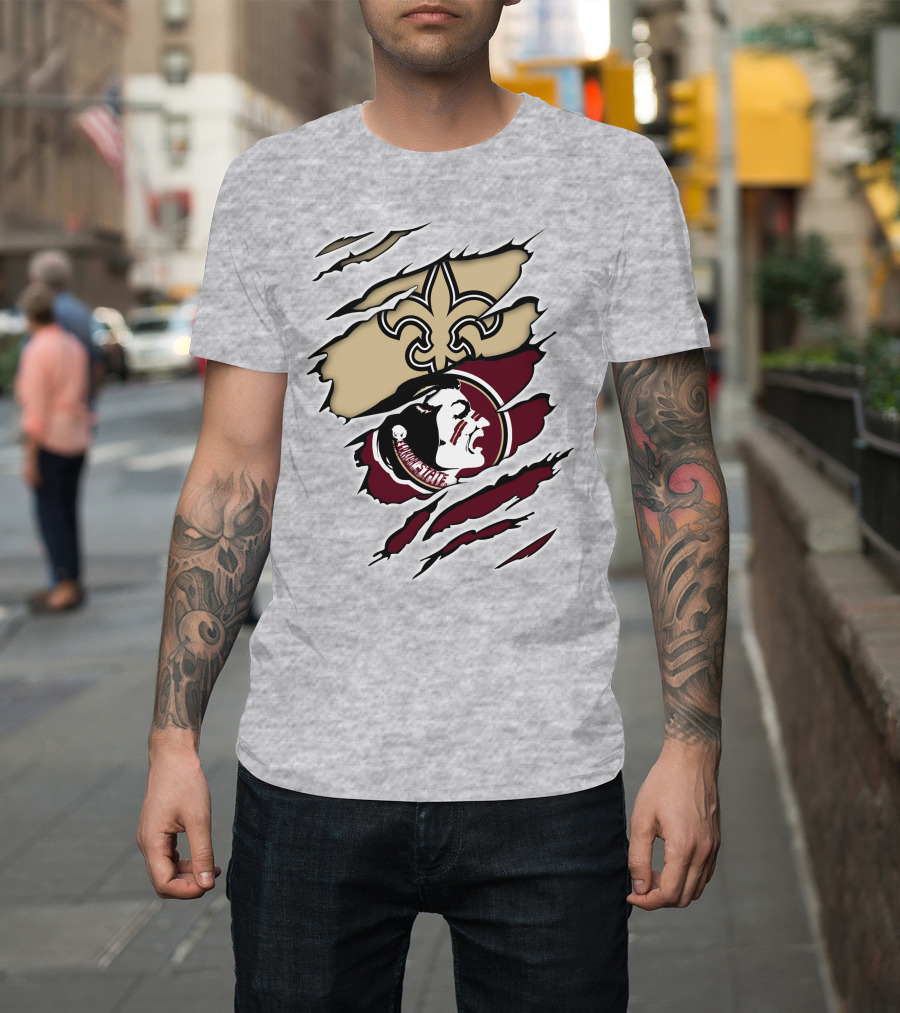 Saints Seminoles Logo Fusion With New Orleans And Florida State Elements T-Shirt