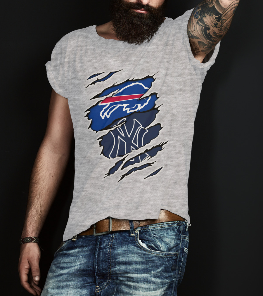 Buffalo Bills New York Yankees Ripped T-Shirt