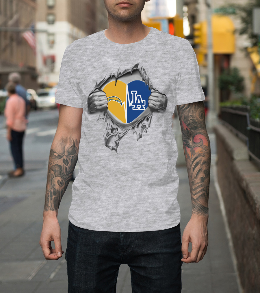Chargers Dodgers Heartbeat Loyalty With Symbolic Heart T-Shirt