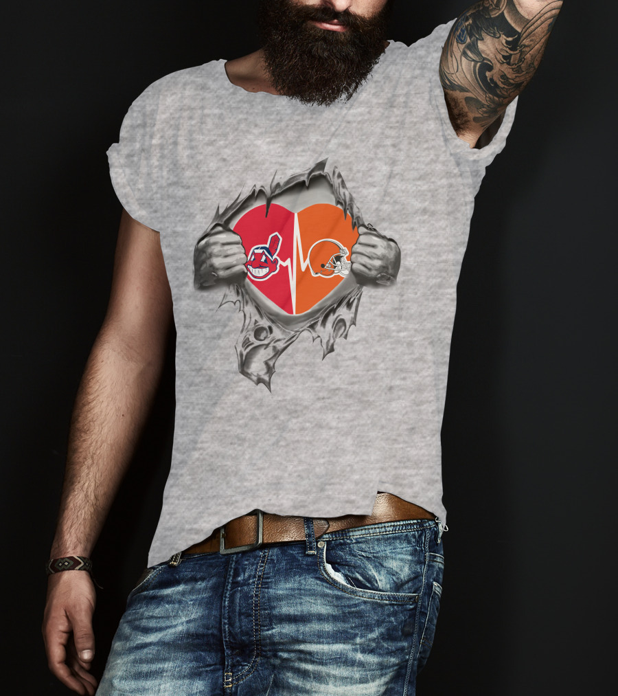 Indian Browns It's In My Heart Dual Logo Heartbeat T-Shirt