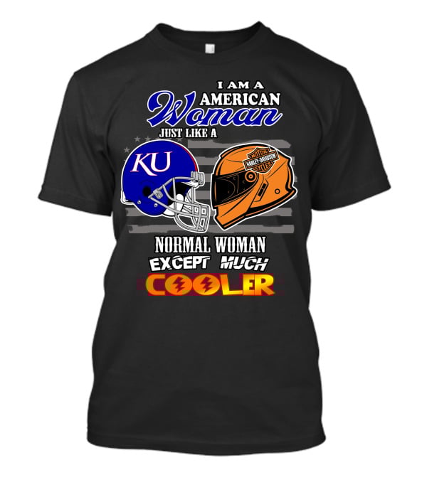 I Am A Cool American Woman Ku Helmet Harley Davidson Motorcycles T-Shirt