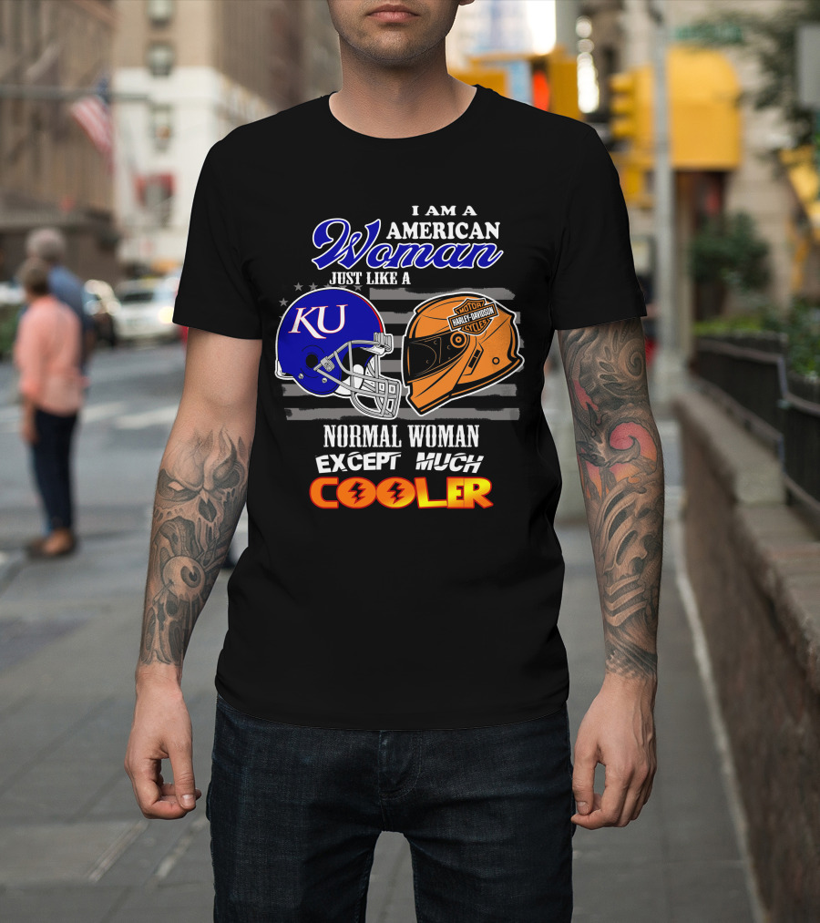 I Am A Cool American Woman Ku Helmet Harley Davidson Motorcycles T-Shirt