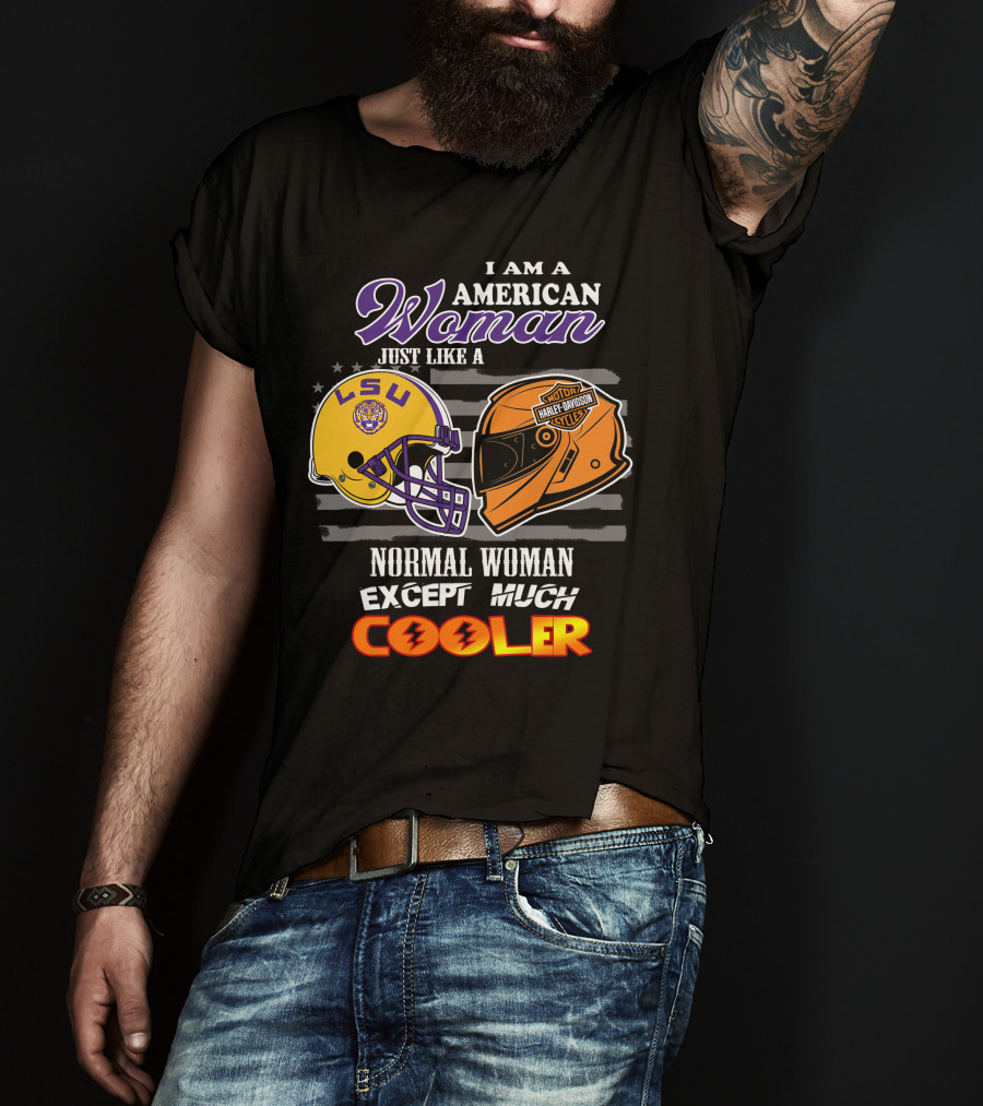Lsu Tigers American Woman Harley Davidson Cooler Helmet T-Shirt