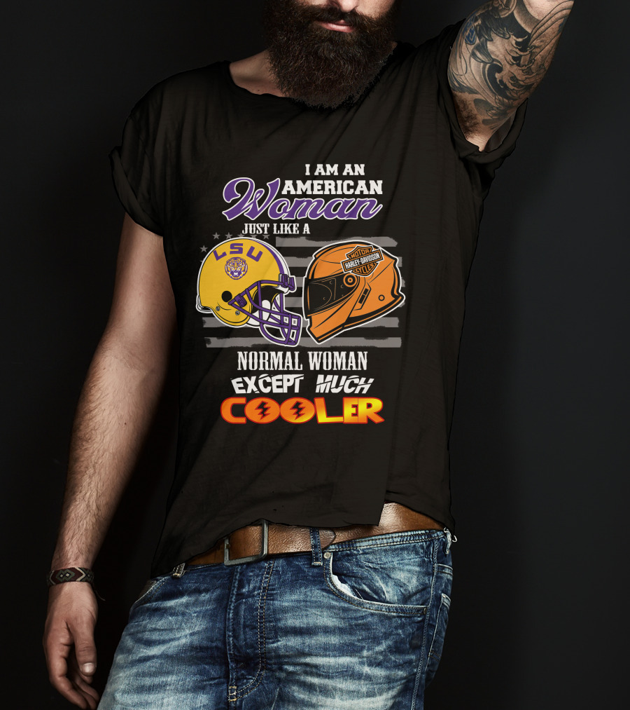 American Woman Lsu Tigers Harley Davidson Cooler T-Shirt