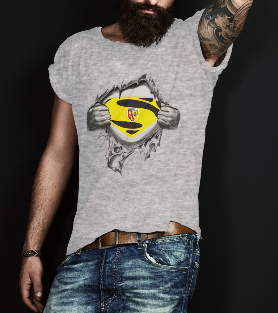 RC Lens Superman Shield Emblem With Hands Ripped T-Shirt
