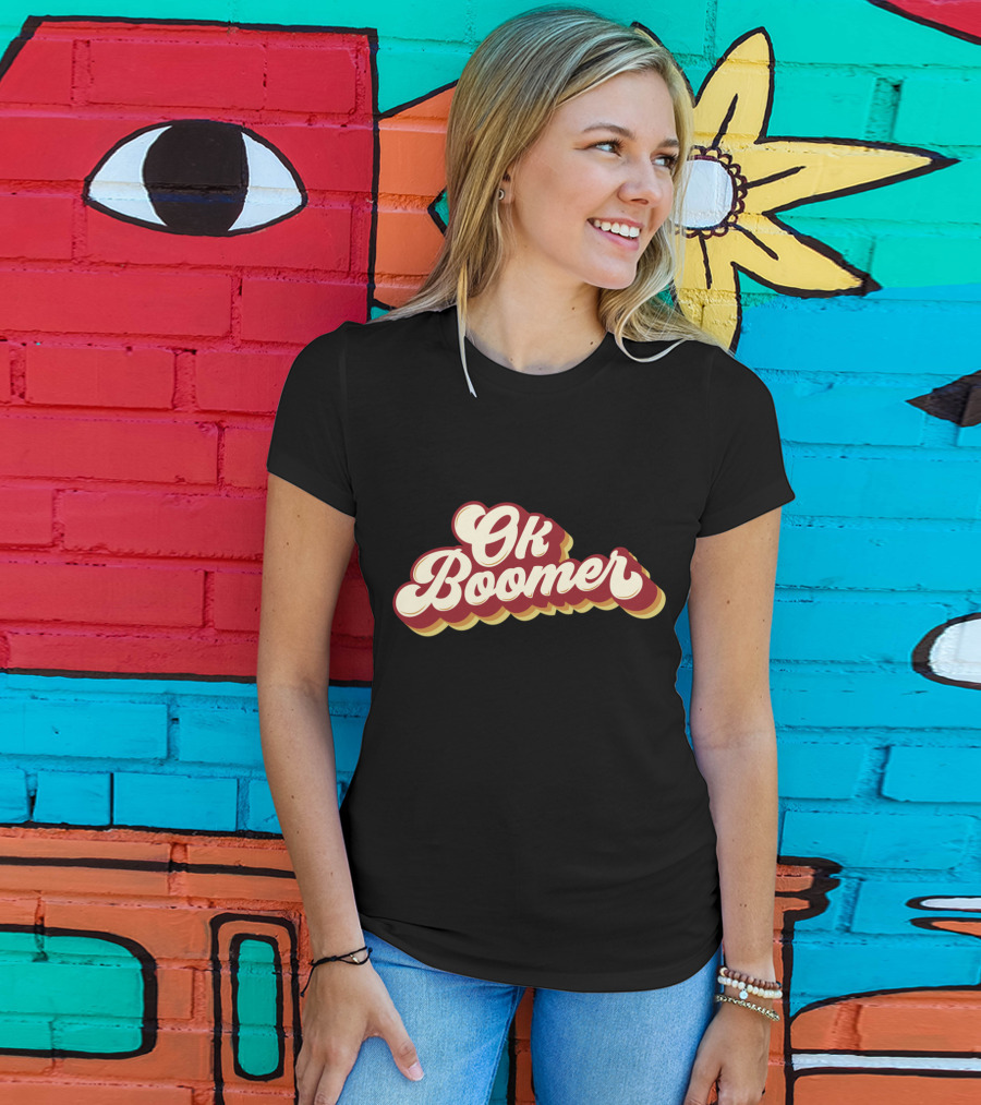 Ok Boomer Funny Meme Vintage Style Retro Typography T-Shirt