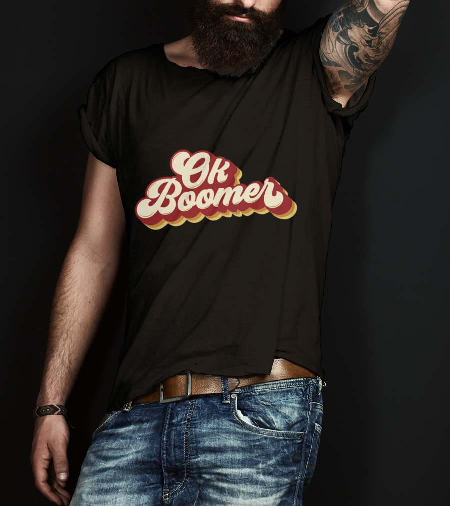 Ok Boomer Funny Meme Vintage Style Retro Typography T-Shirt