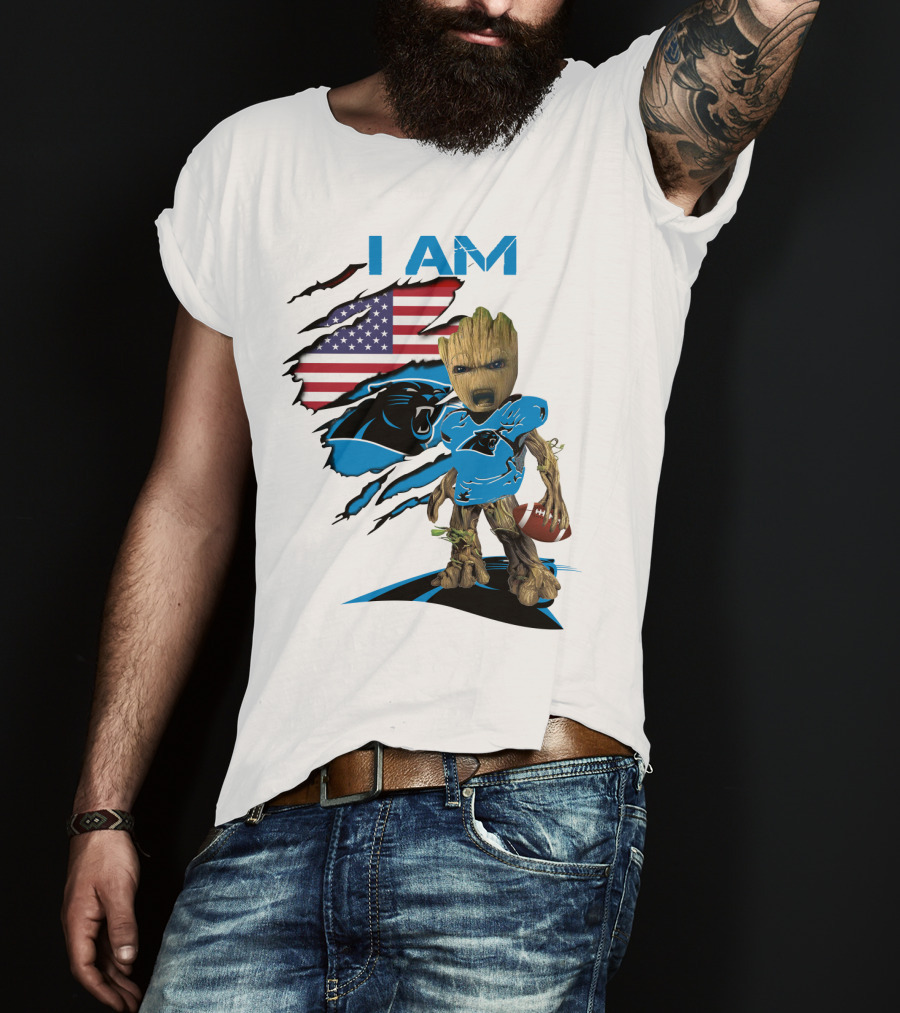 I AM Panthers Baby Groot Football Fan T-Shirt