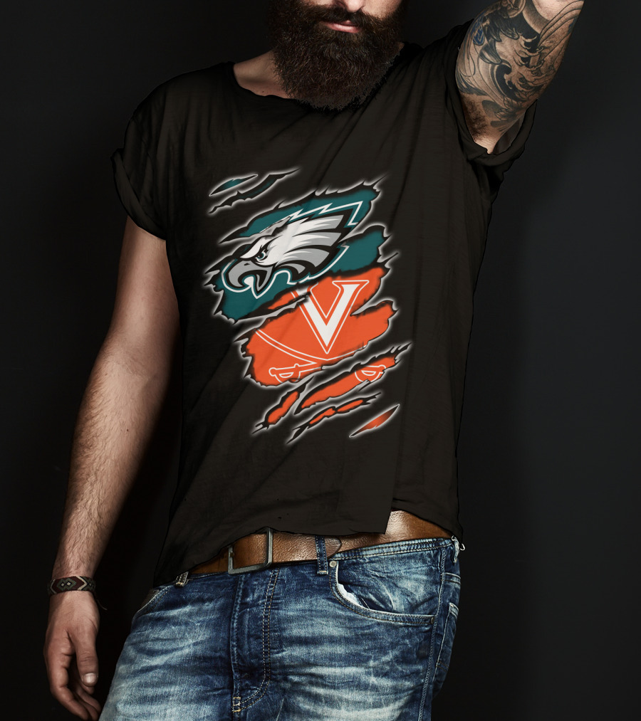 Philadelphia Eagles Virginia Cavaliers Fan Crossover T-Shirt