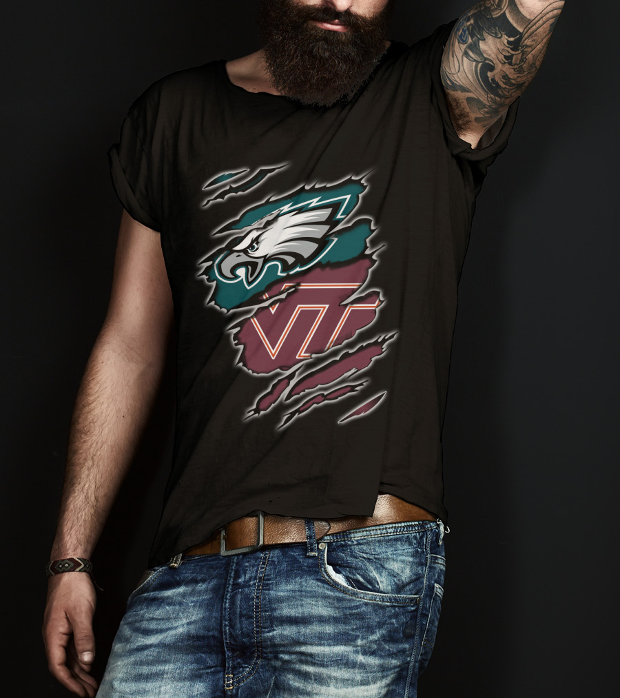 Philadelphia Eagles Virginia Tech Hokies Crossover T-Shirt