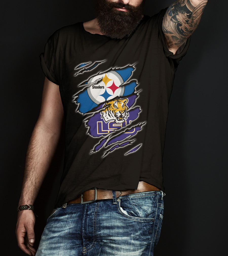 Steelers LSU Tigers Logo Fusion T-Shirt
