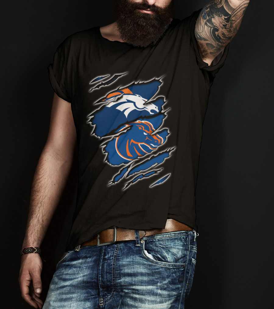 Broncos Boise Hybrid Emblem Rip T-Shirt