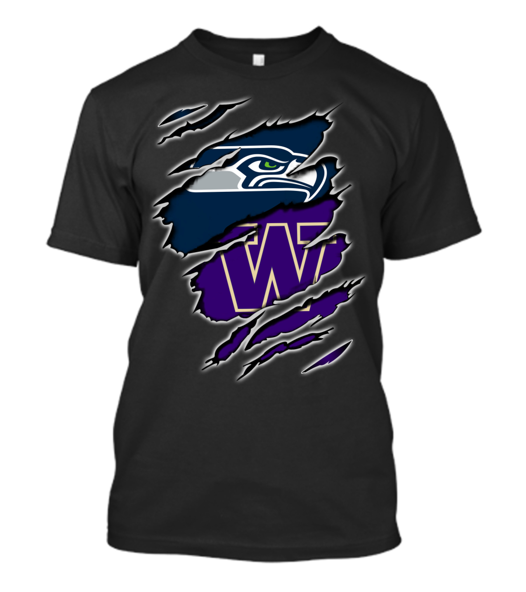 Seahawks Washington Huskies Logo Claw Tear T-Shirt