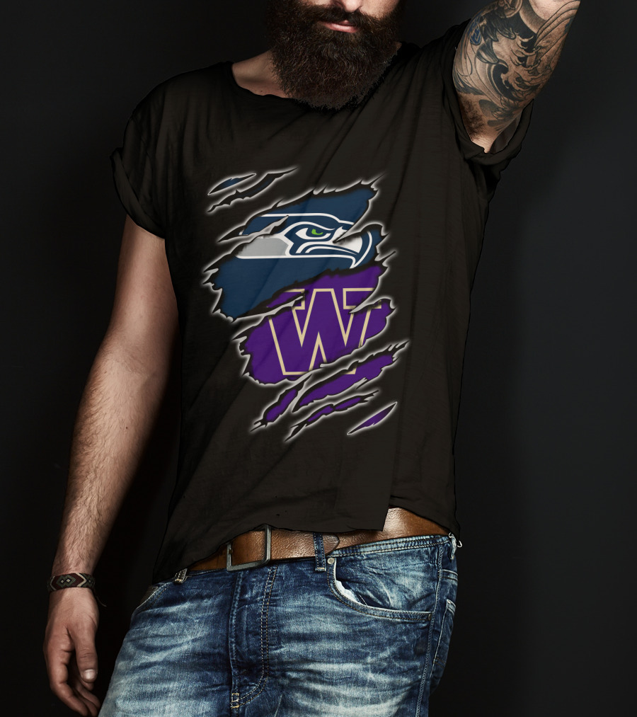 Seahawks Washington Huskies Logo Claw Tear T-Shirt